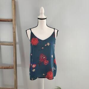 Cotton On Spaghetti Strap Green Floral Pullover Flowy Tank XS